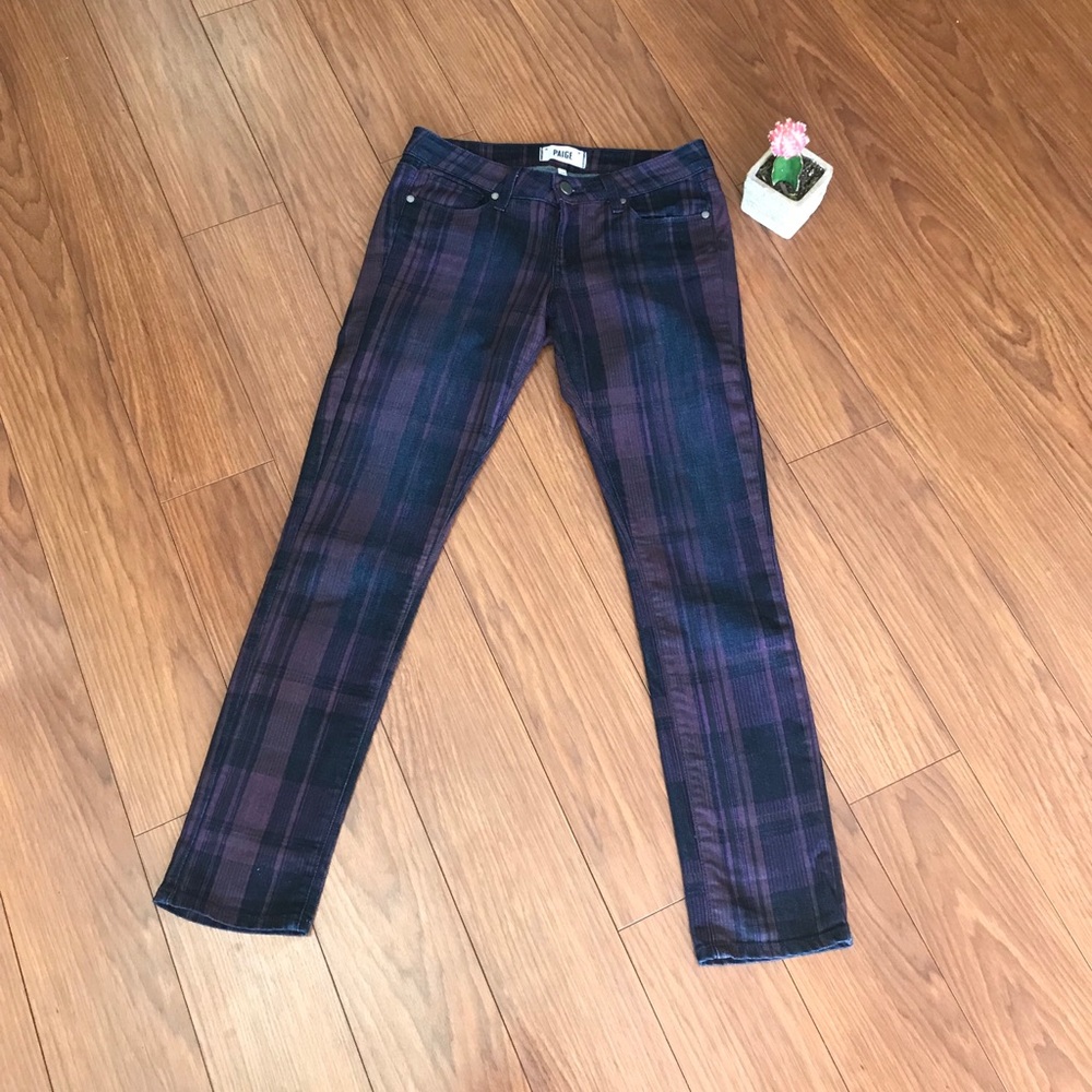 PAIGE Plaid Skinny Jeans Sz 26